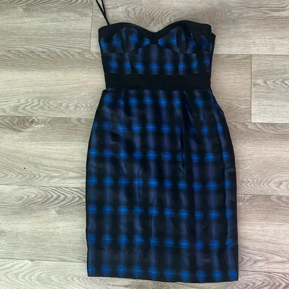 navy bridesmaid dresses groomsmen Aurelia Midi Padded Dress (Plaid)  The Tinsel Rack